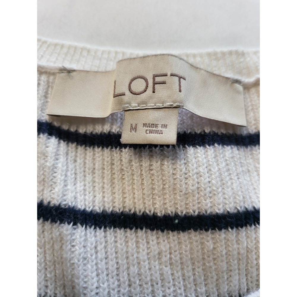 Loft Womens Striped Cotton Knit Sweater Vest Multi Color Sleeveless Top Size M - Picture 2 of 5